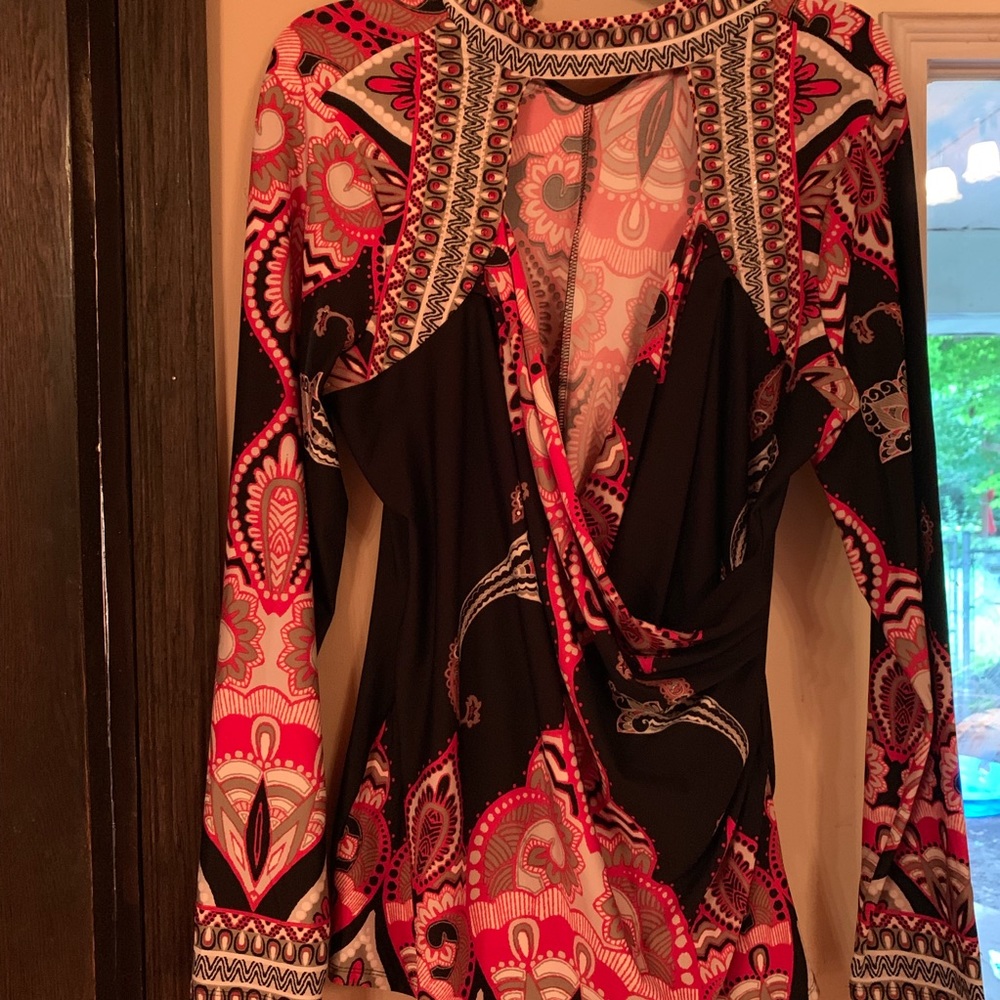 Fun and vibrant wrap top- Never worn